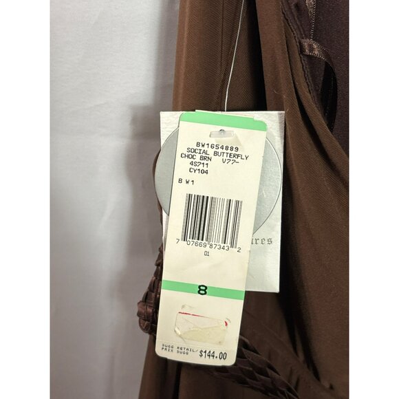 Nine West Halter Midi Dress 8 Vintage Y2K Fit & Flare Braided Belt Brown New - Picture 11 of 13